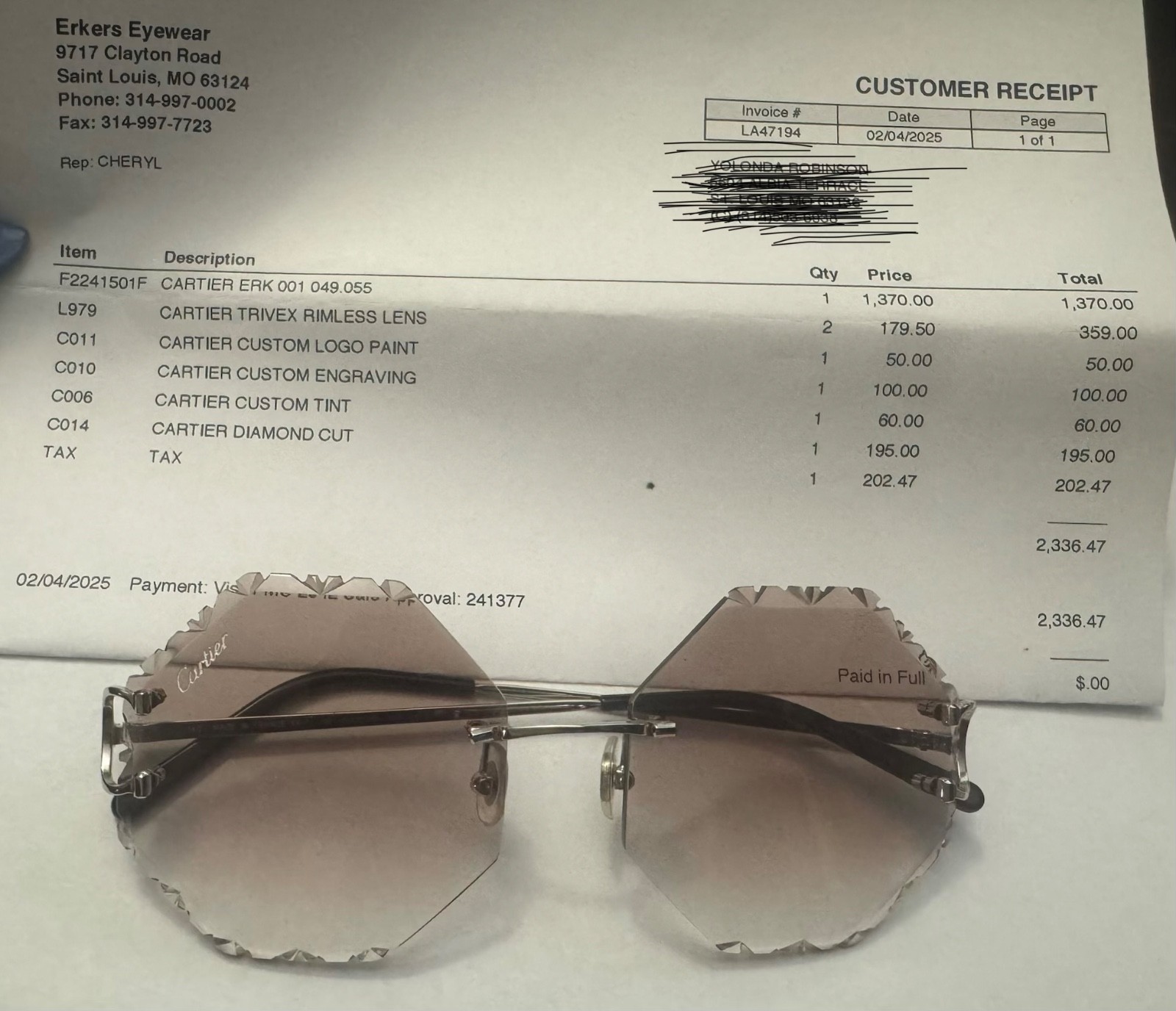 Cartier, Big C Diamond Cut Sunglasses, Custom Tint, Chrome