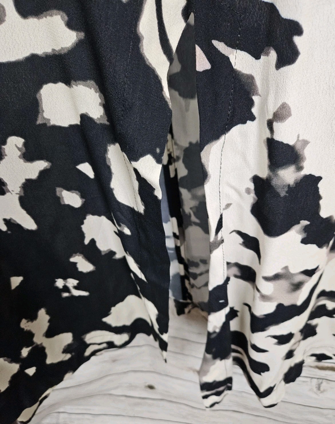 Alembika Black Abstract Floral Dress 2 Medium Midi Viscose Lagenlook