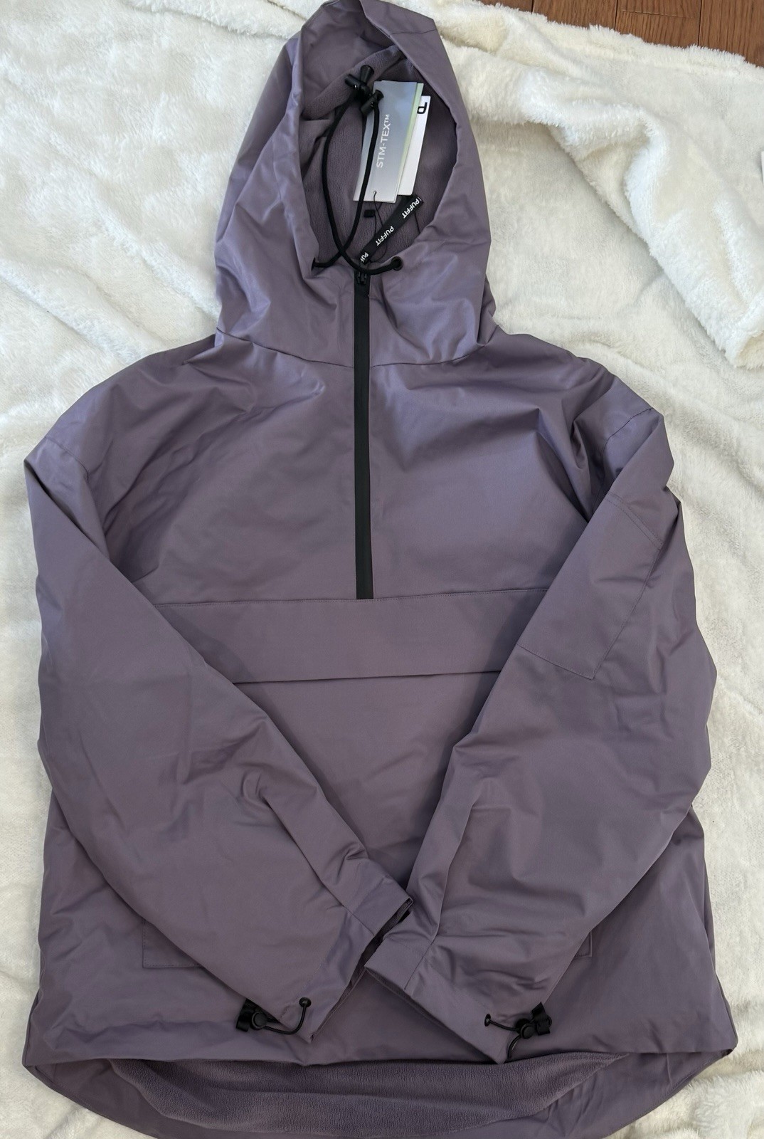 Puffit STM-TEX Waterproof Oversized Fall, Half Zip Rain Jacket – Fleece Lined