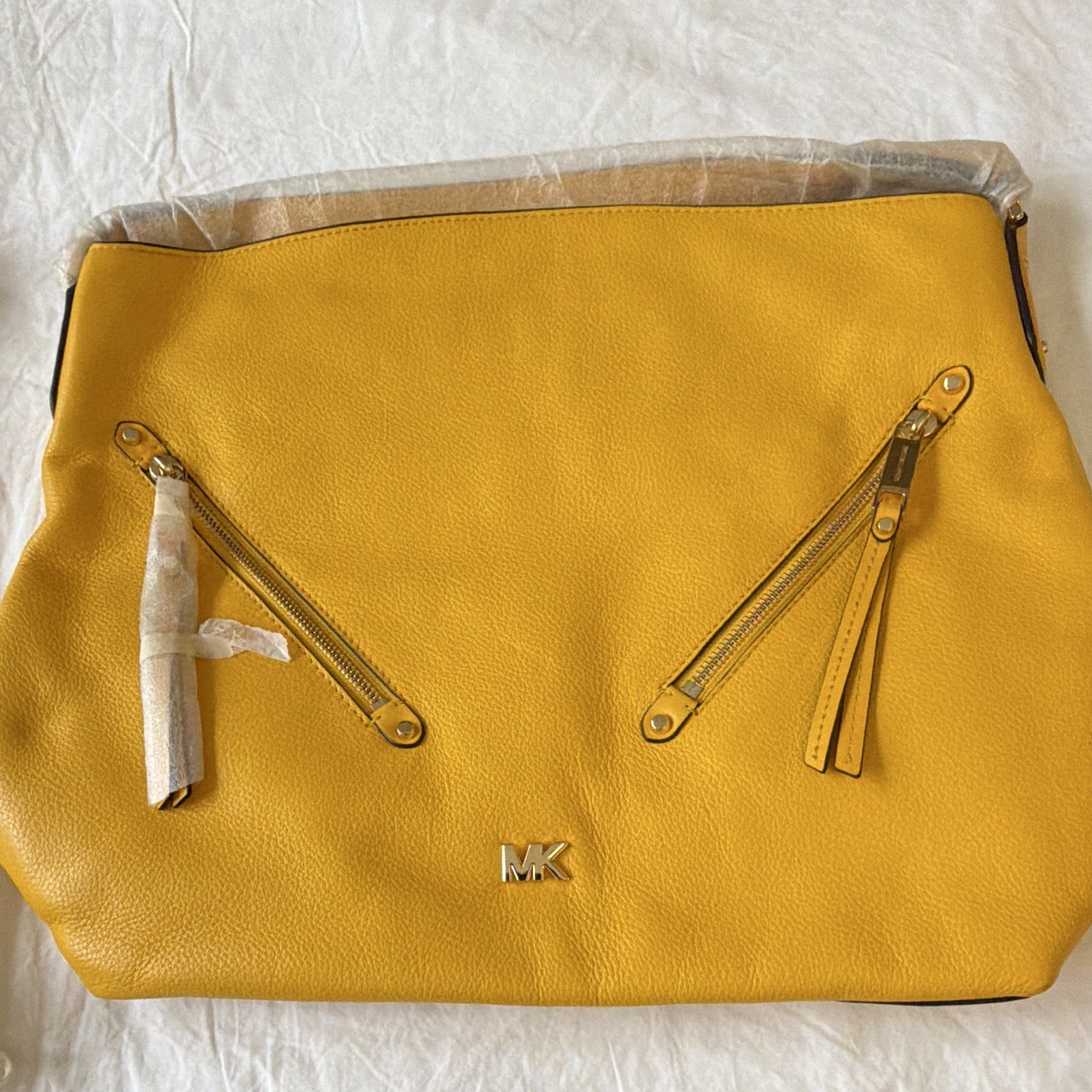 Michael Kors Yellow Large Shoulder Bag Zip Closure w/ Dust Bag
