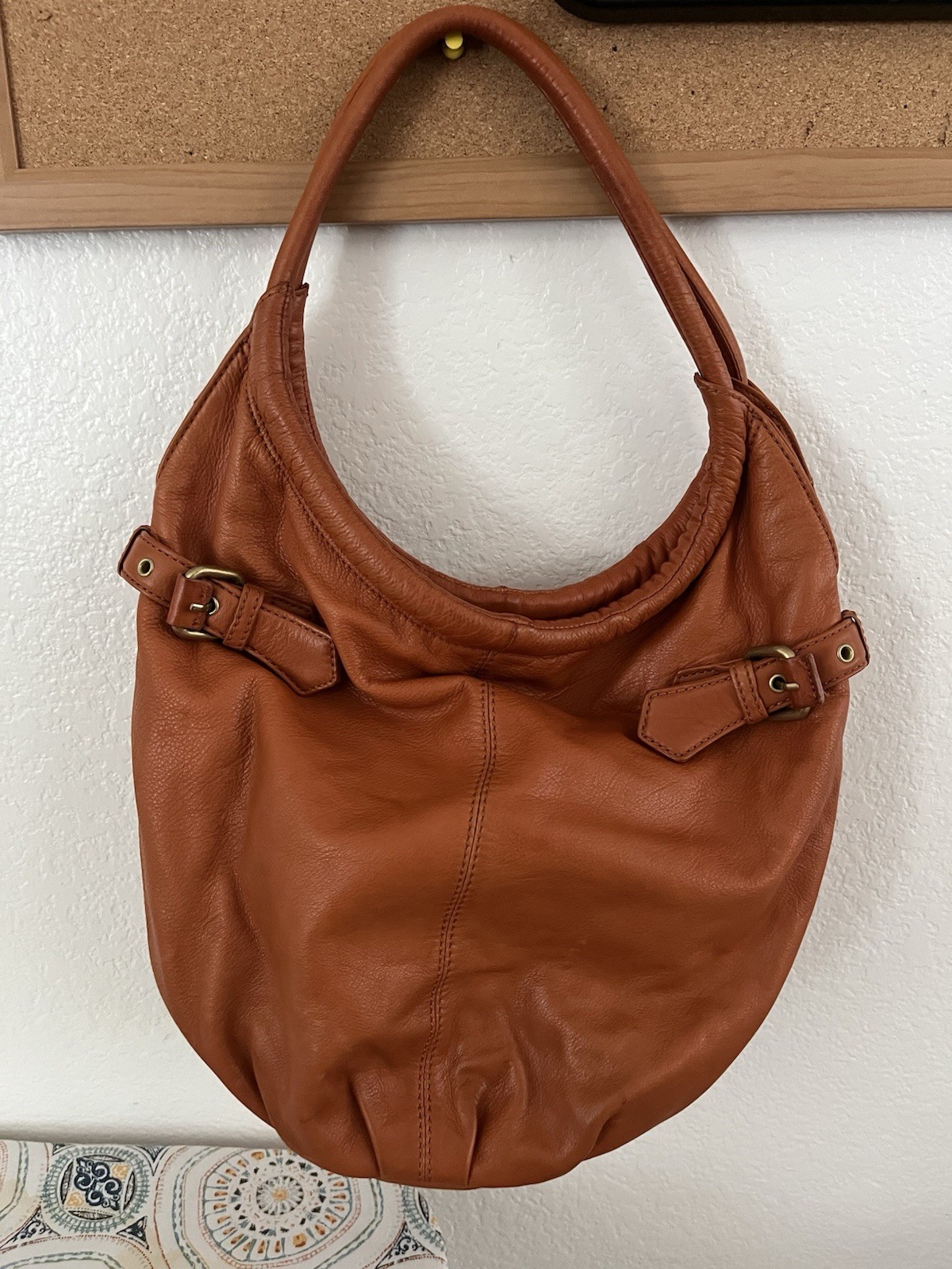 Kenneth Cole Orange Leather Hobo Bag Purse Shoulder Bag