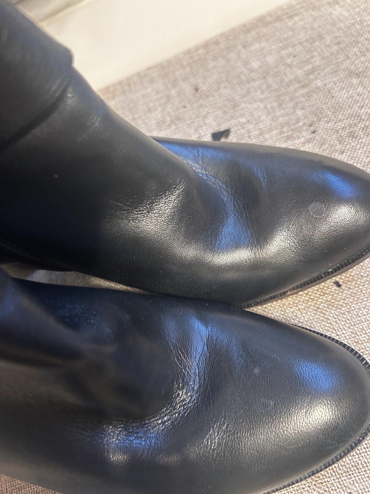Antonio Melani Black Leather Knee High Zip Boots Buckle Accent Womens 7.5M