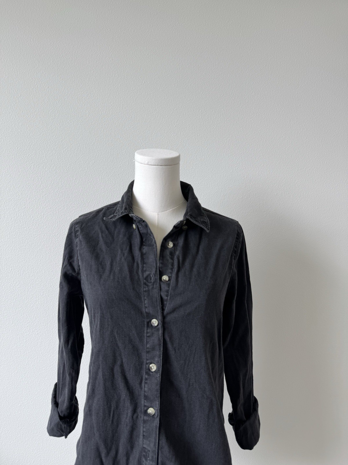 ASOS Denim Black Collared Button-Up Denim Shirt Cotton Long Sleeve Women’s 4