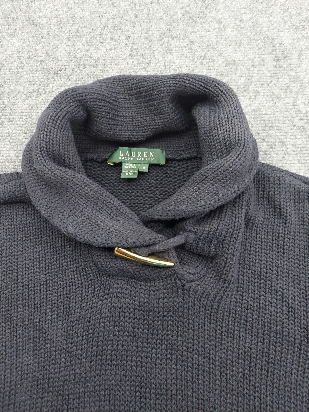 Lauren Ralph Lauren Sweater Womens Medium Navy Blue Toggle Button Cowl Nautical