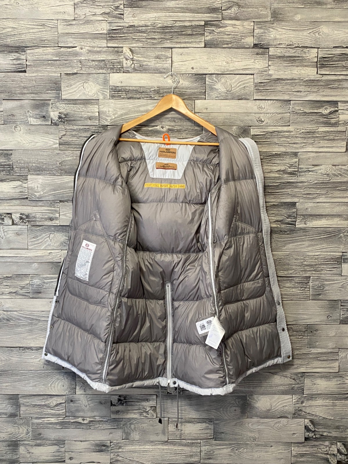 PARAJUMPERS PJS Womens Winter Down Puffer Fur Trim Logo Long Bear Parka Jacket M