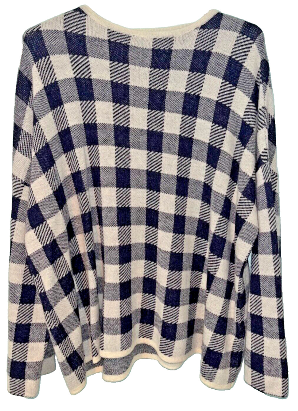 Rosso35 Sweater Womens 44 Wool Cashmere Check Italy Knit Crewneck NWOT