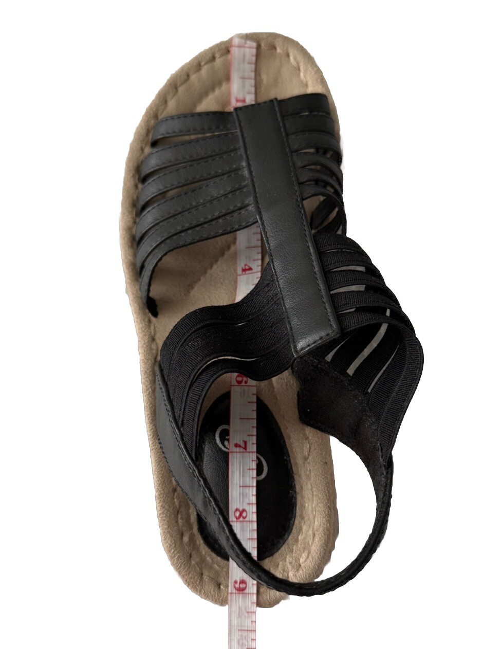 Mountain Sole Black Stretch Straps Sandals, No Size, See Measurement Photo