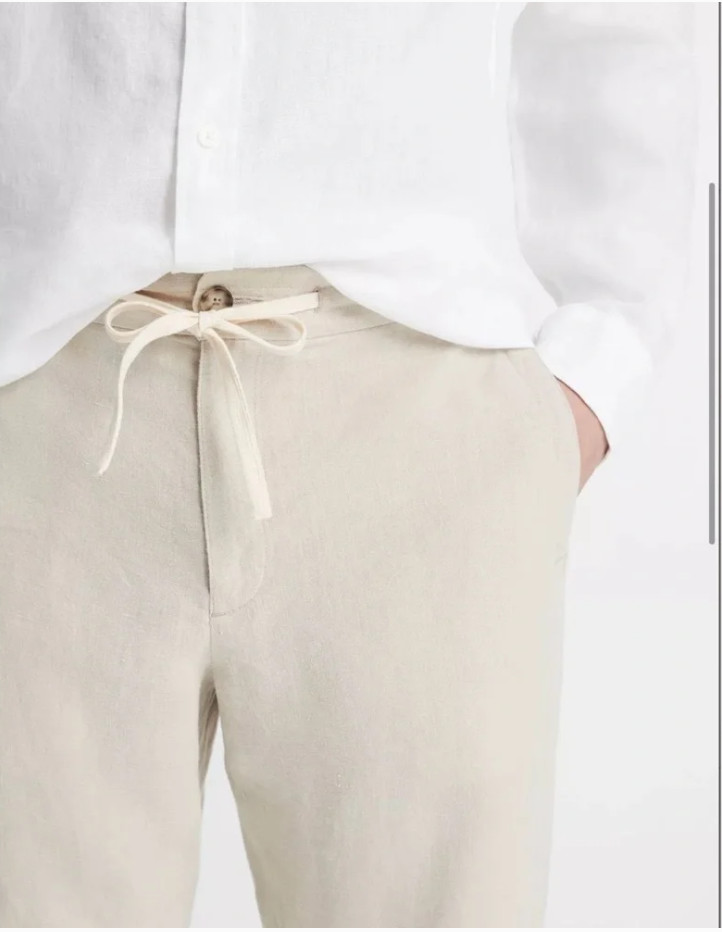 Vince Men’s Hemp Drawstring Pant Size L in Pumice Rock New Without Tag
