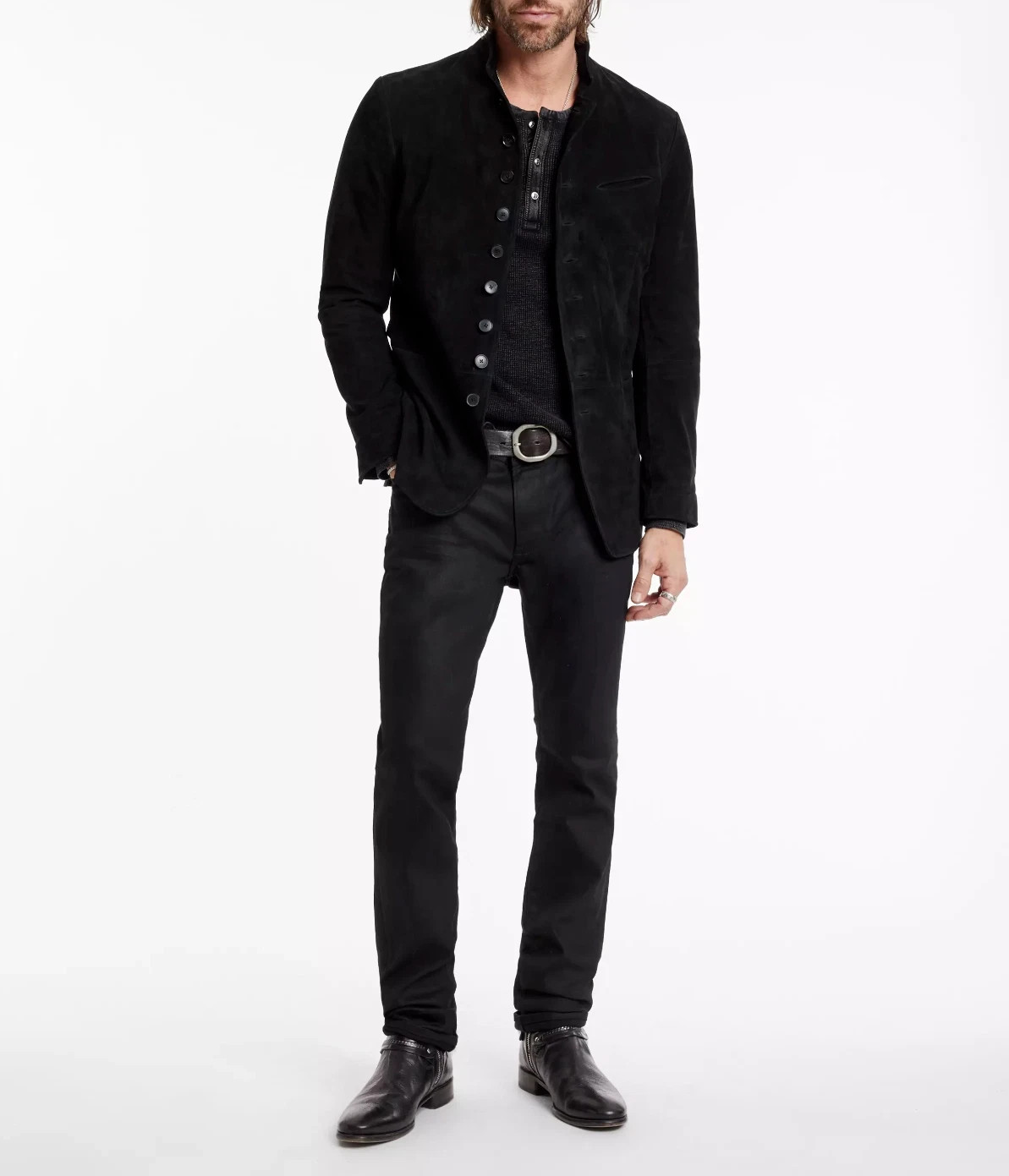 Mens Black Leather Trucker Jacket Pure Suede Custom Made Size S M L XL 2XL 3XL