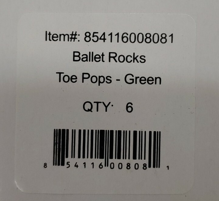 Ballet Rocks Kiwi Scented toe pops, Gel toe pads. Case of 6. Dance Studio (8i)