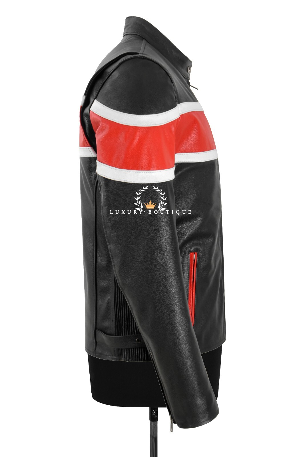 THUNDERSTRIKE Men’s Biker Leather Jacket Black Cafe Racer Style Motocross Jacket
