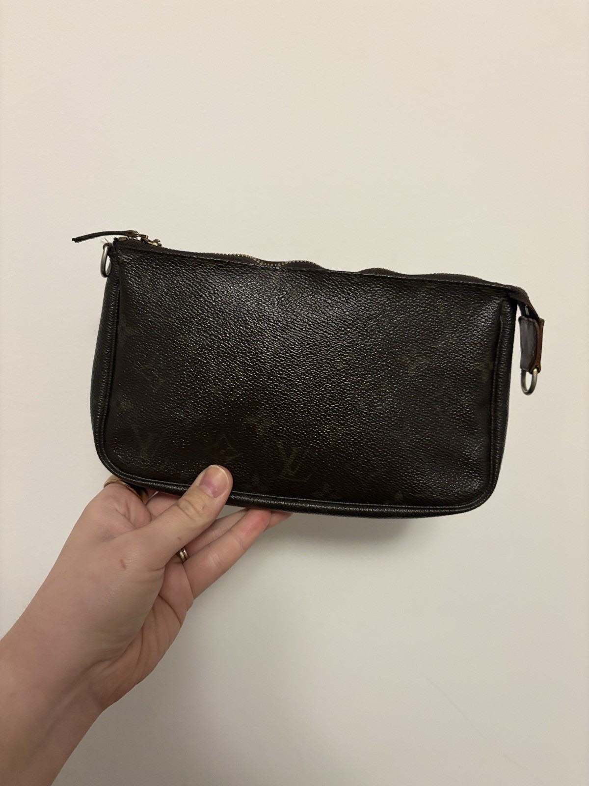 Louis Vuitton Monogram Pochette Bag with COA, crossbody strap, and scarf