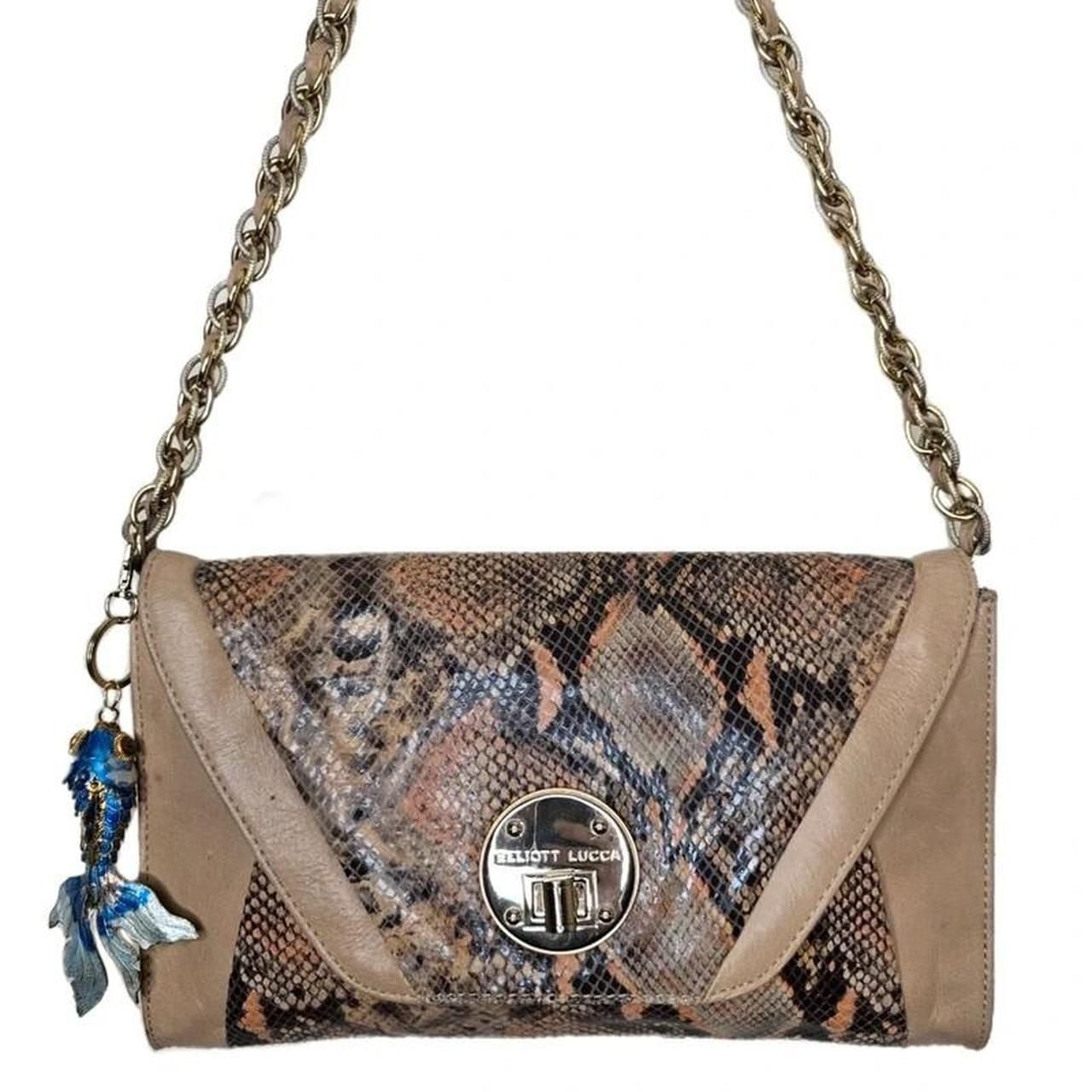 Elliott Lucca Cordoba Leather Snake Print Shoulder Bag