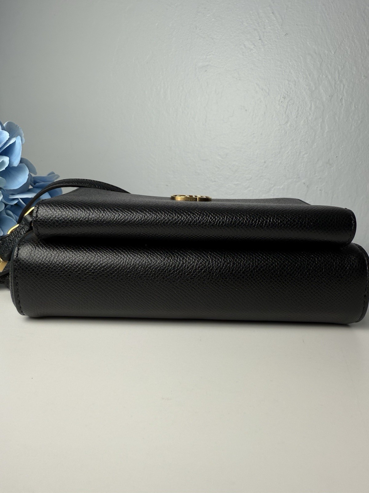 CHRISTIAN DIOR Grained Calfskin Caro Double Pouch Black