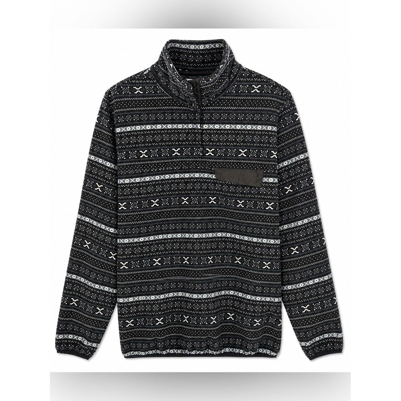 Jachs Cabin Black and White Patterned Quarter-Zip Sweater Sz L Outdoor
