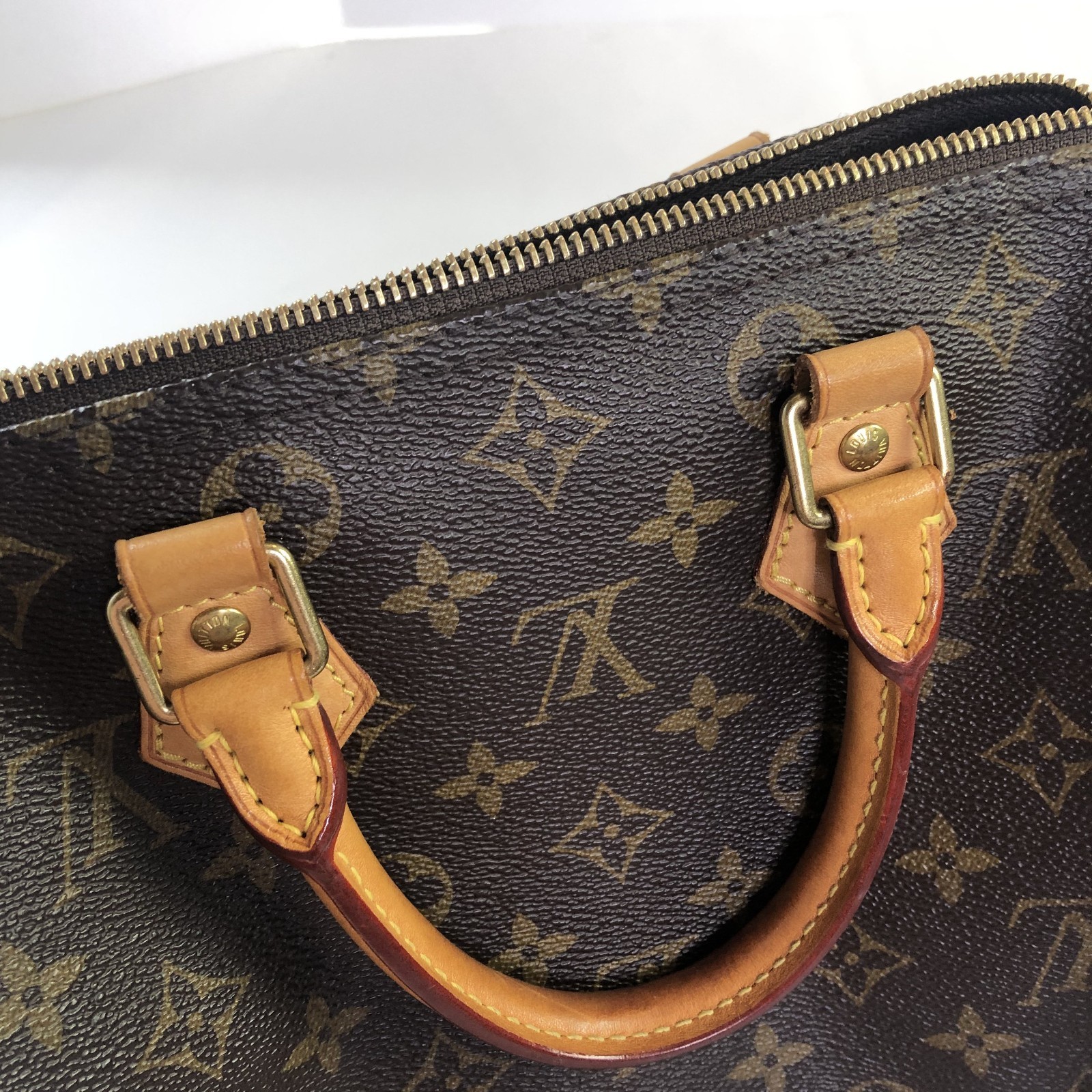 Louis Vuitton Monogram Speedy 25 Handbag Padlock/Keys Brown Made In US 2018