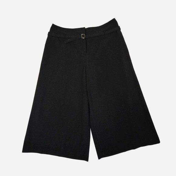 Vintage 90s y2k black wide leg culotte capris / 8 M / nyc, office, oversized