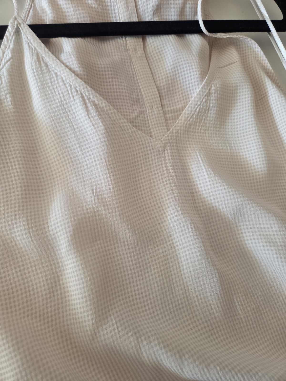 Massimo Dutti Pastel Pink Gingham V-neck Camisole Top