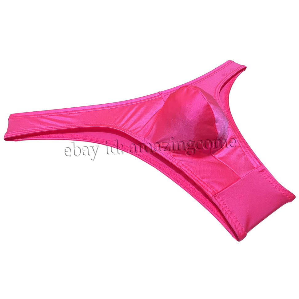 Sex Men Silk Glossy Bikini Briefs Male Cheek Underwear 1/2 Hip Coverage Swimsuit