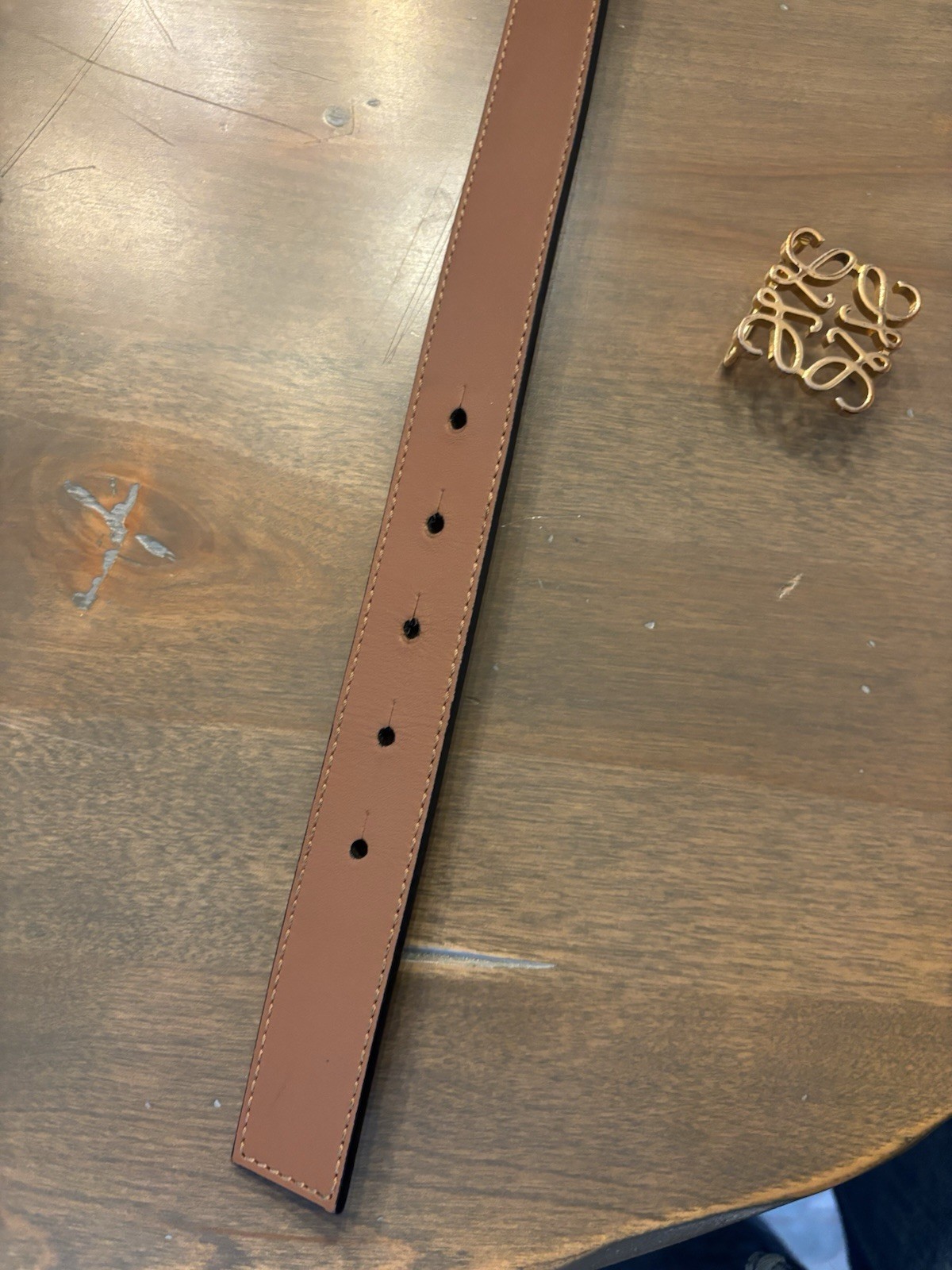 Brown/Black Reversible Belt Gold-Plated Logo Buckle Adjustable Solid 1in 85