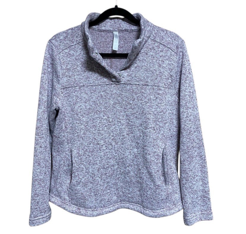 Freedom Trail By Kyodan Pullover Sweatshirt Women Size L Pink Marbled Thread EUC