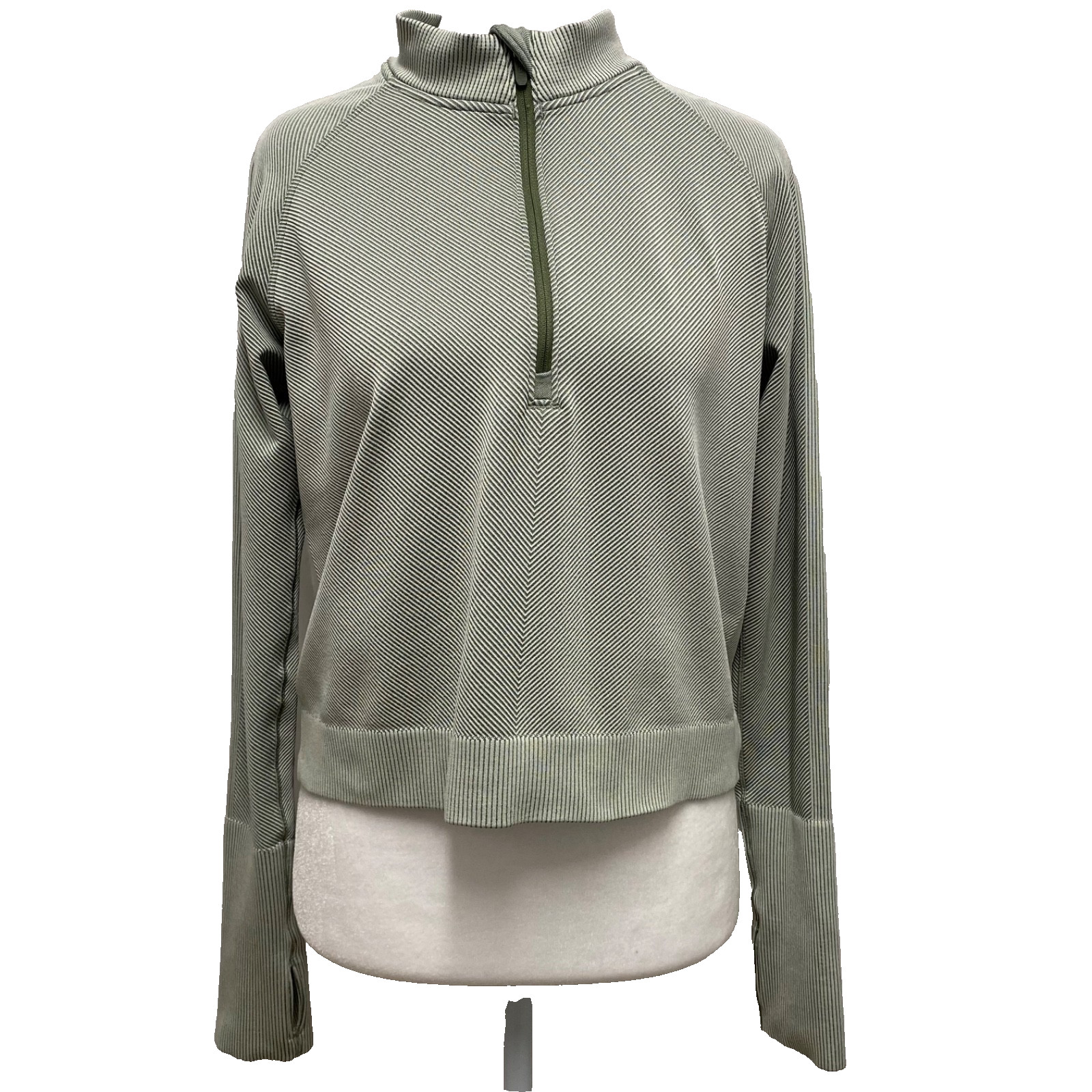 Lululemon Rest Less Cropped Half Zip Top Women 8? Green Long Sleeve Pullover