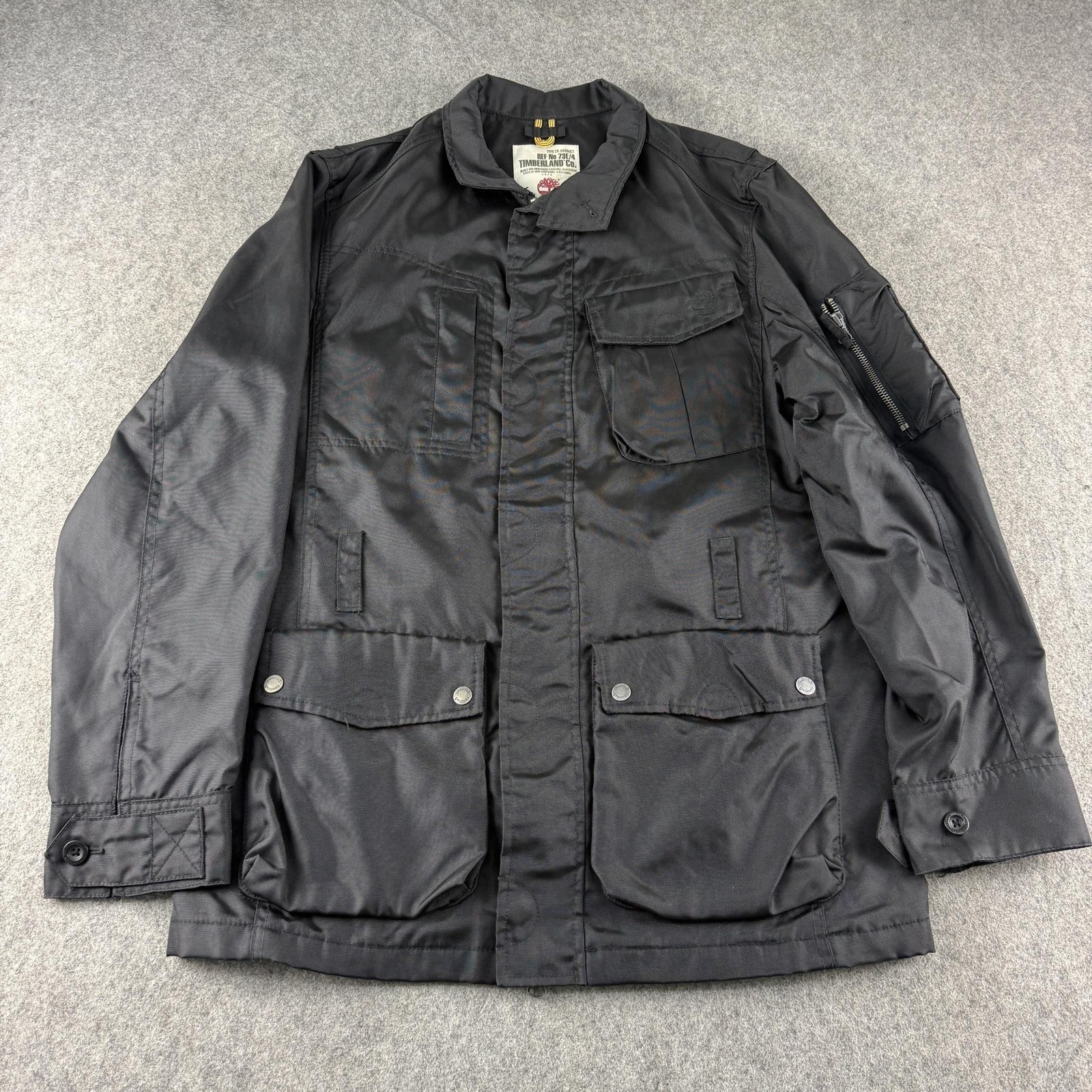 Timberland Jacket Mens Small Black Nylon Military Field Microfibre 74486 Outdoor