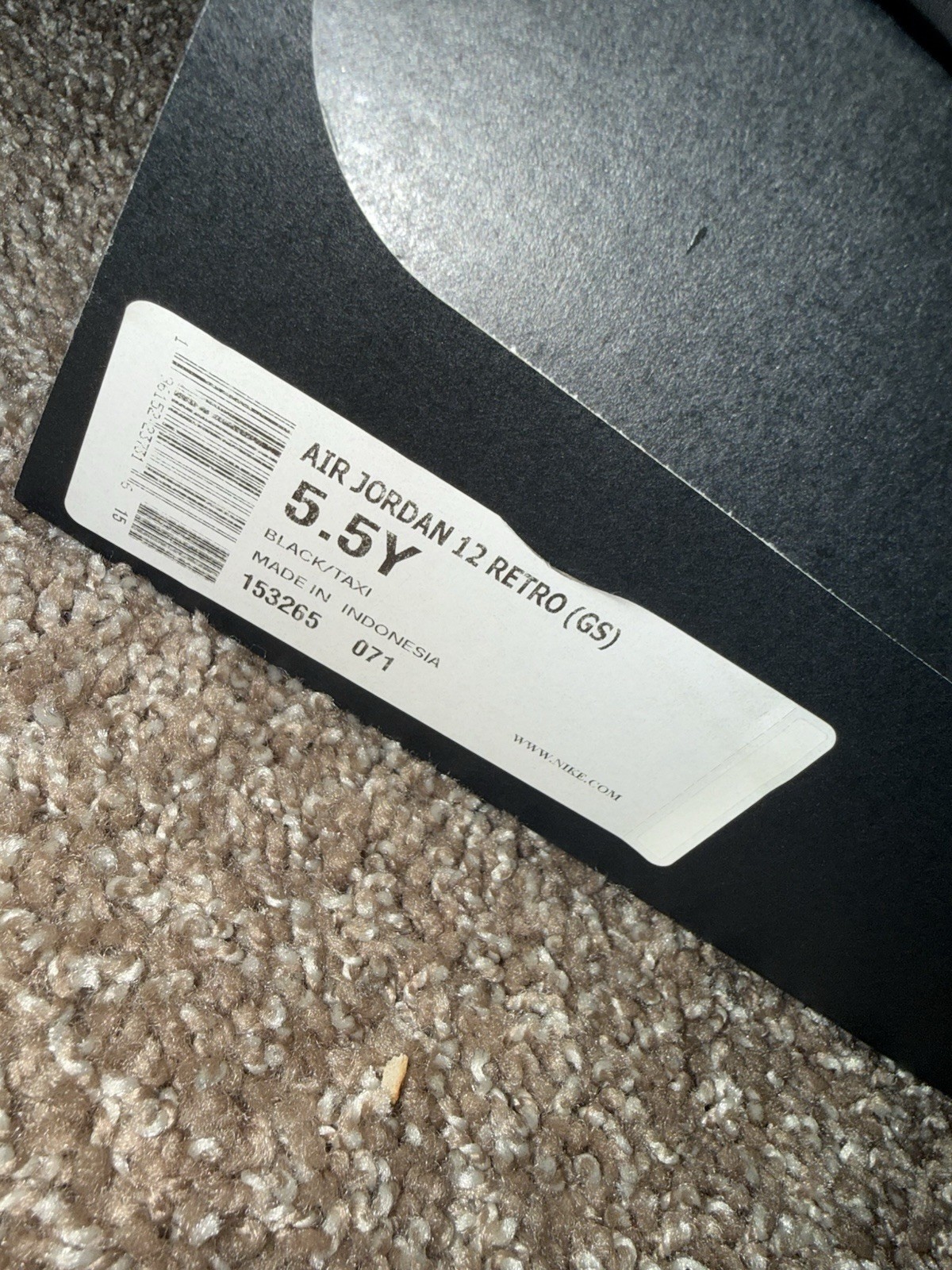 Jordan 12 Retro GS Black/Yellow Leather Mid Top 5.5Y. BRAND NEW NEVER USED!!!