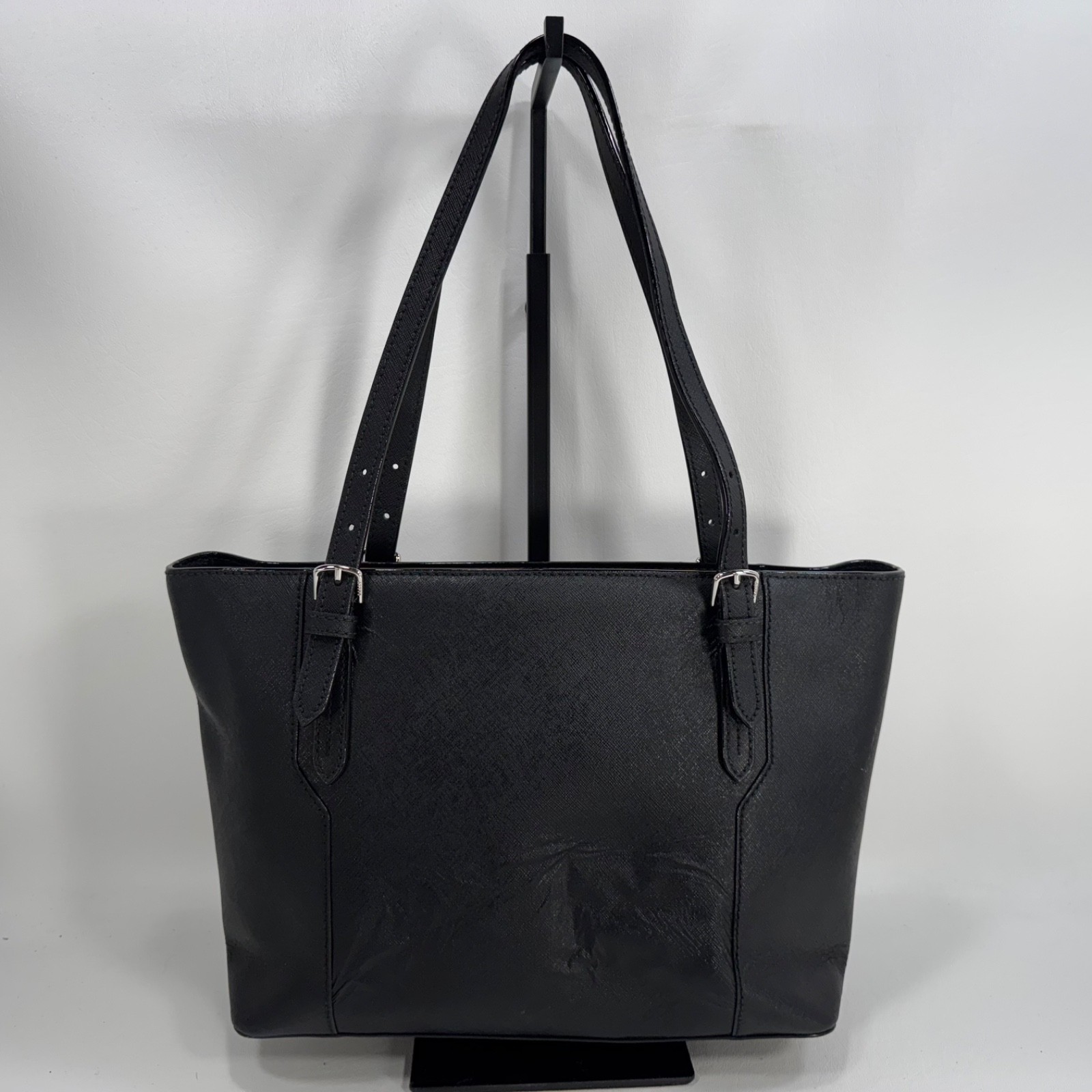 Bally Supra Black Embossed Leather Small Tote Purse – Damaged – See Details