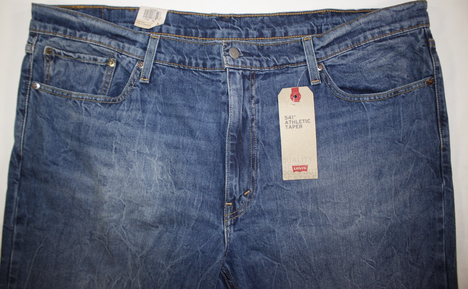 New Levi’s Jeans Men’s 44×34 Athletic Fit Taper 541 Stretch Distressed Med Wash