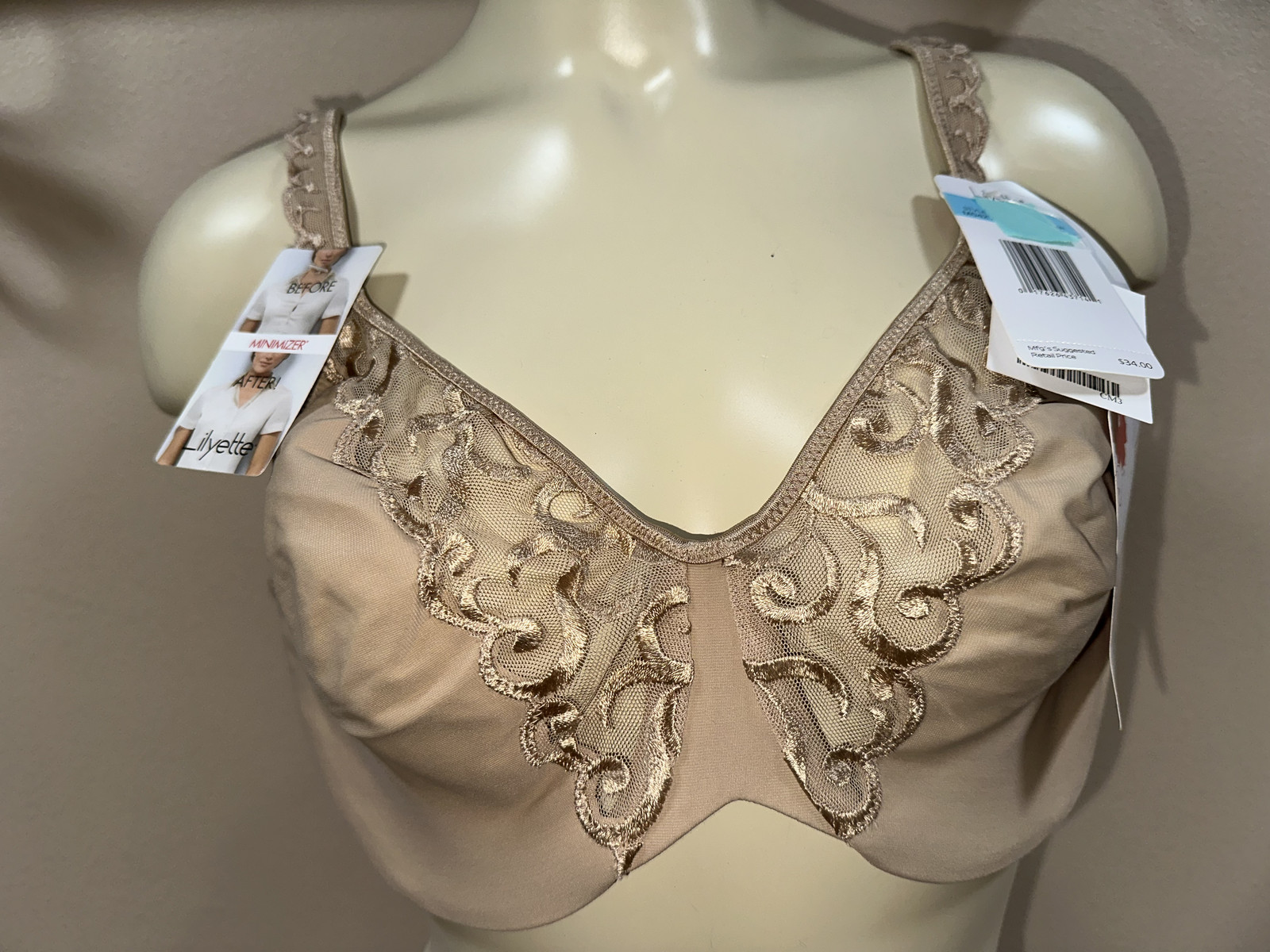 NWT Lilyette / Bali 0427 Discontinued Embroidered Minimizer Bra 34 36 38 40 42