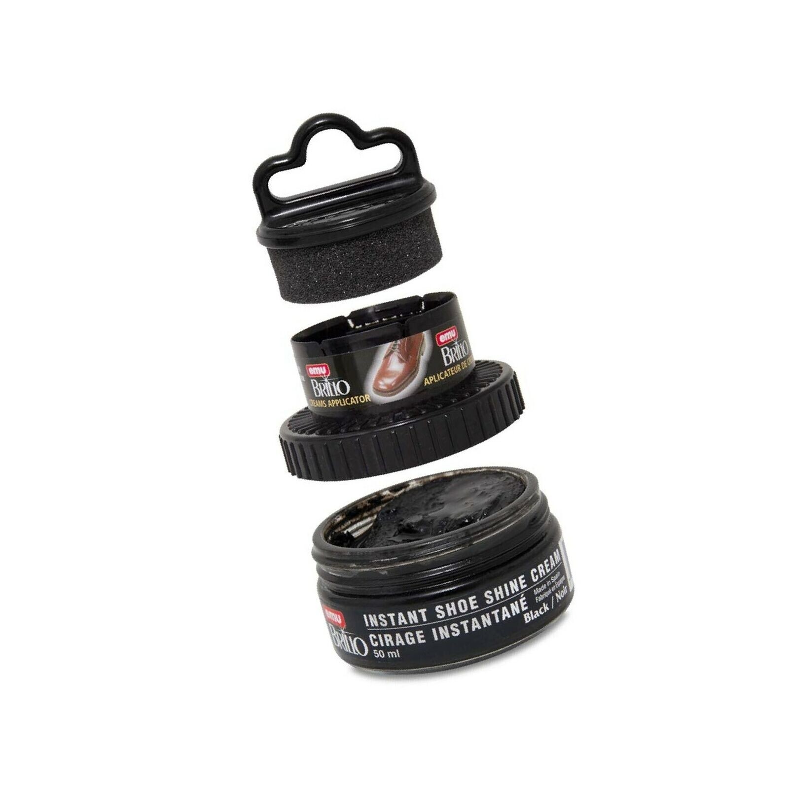 Moneysworth and Best Instant Shoe Shine Cream Kit- black with dauber brush