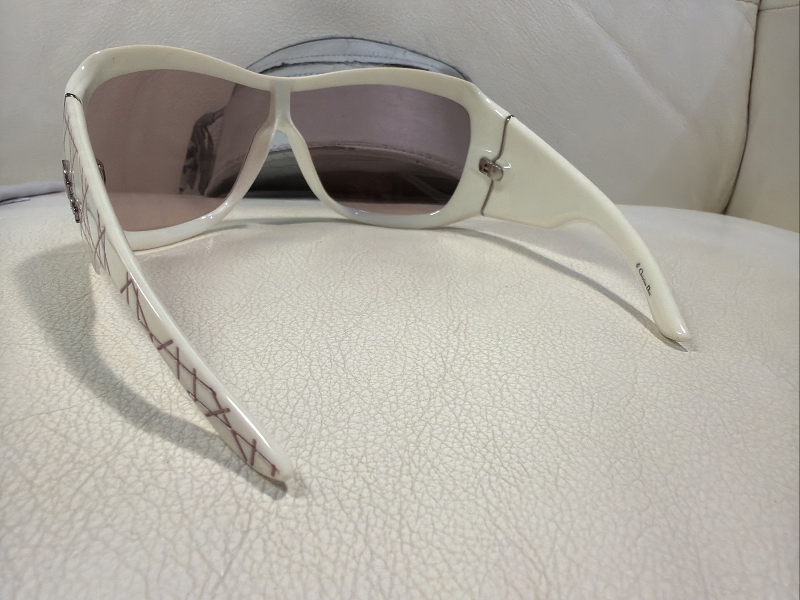 CHRISTIAN DIOR CANNAGE 1 White Vintage Y2K Oversized Wrap Sunglasses Italy