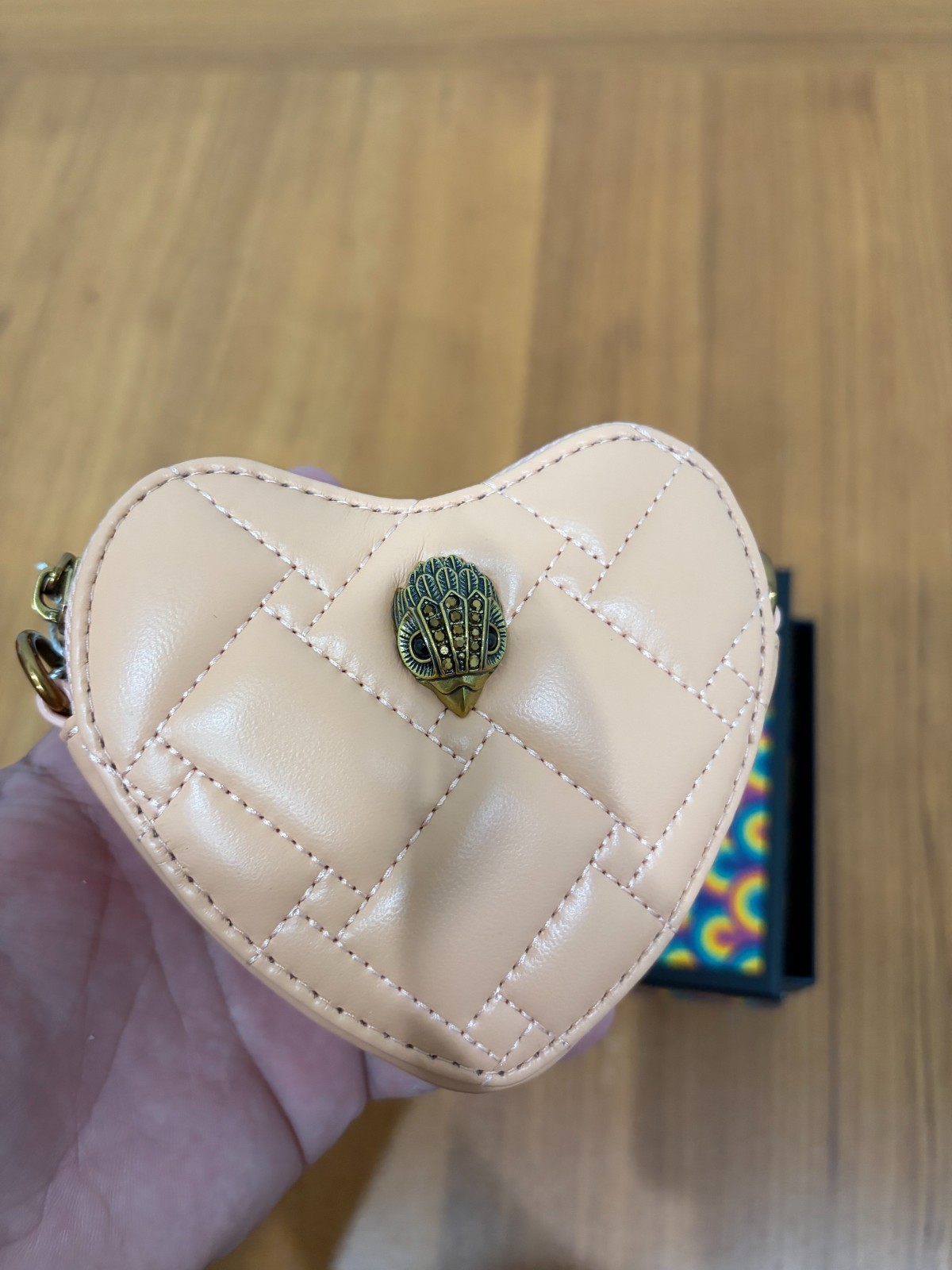Kurt Geiger London Micro Heart Crossbody Bag peach leather
