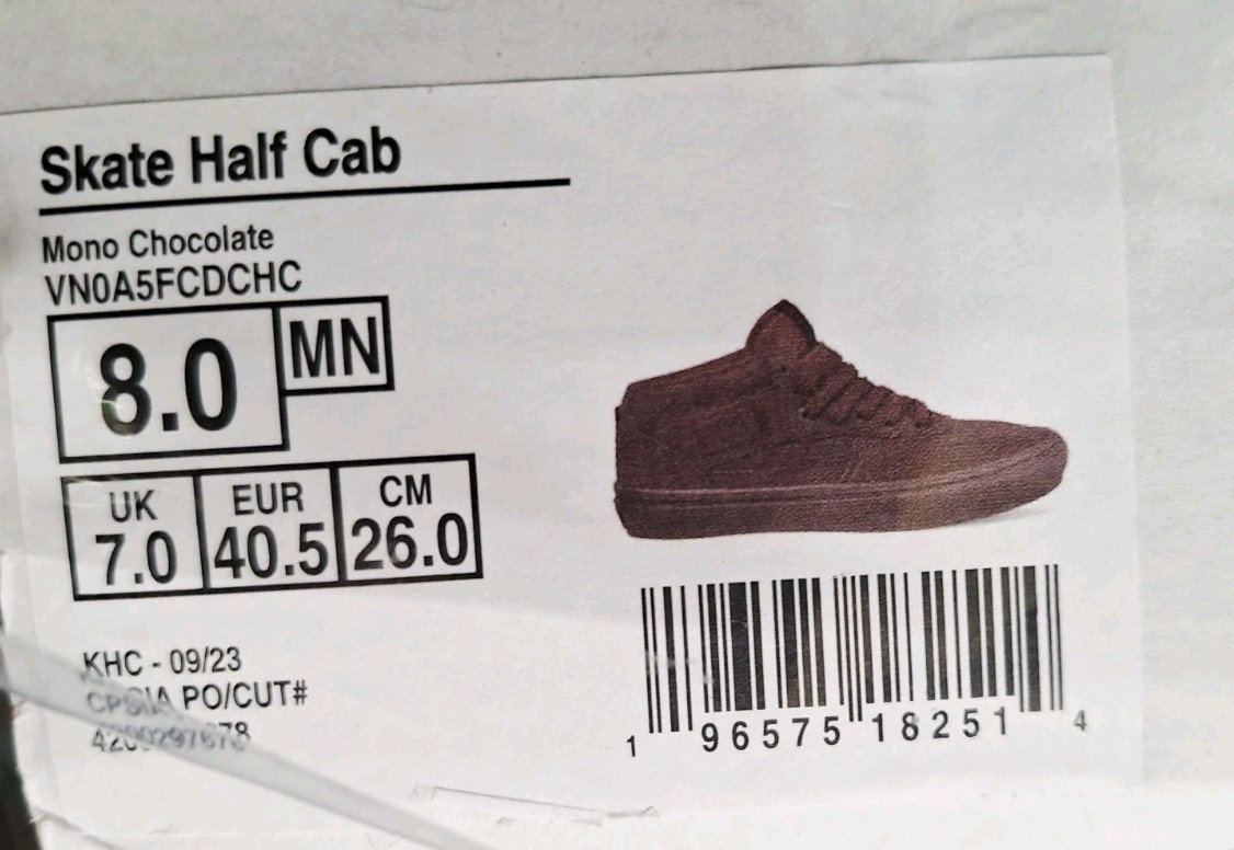 Vans Skate Half Cab Mono Chocolate Suede Sz US 8 Men New Sneaker Rare Nubuck