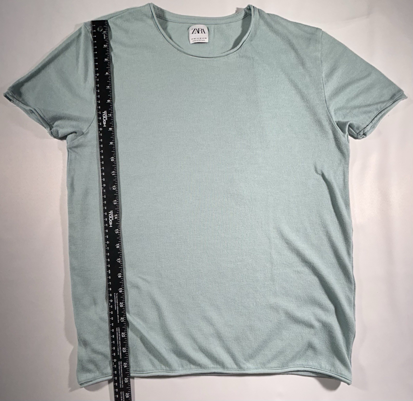 ZARA Mint Green Solid Round Neck Top Size M
