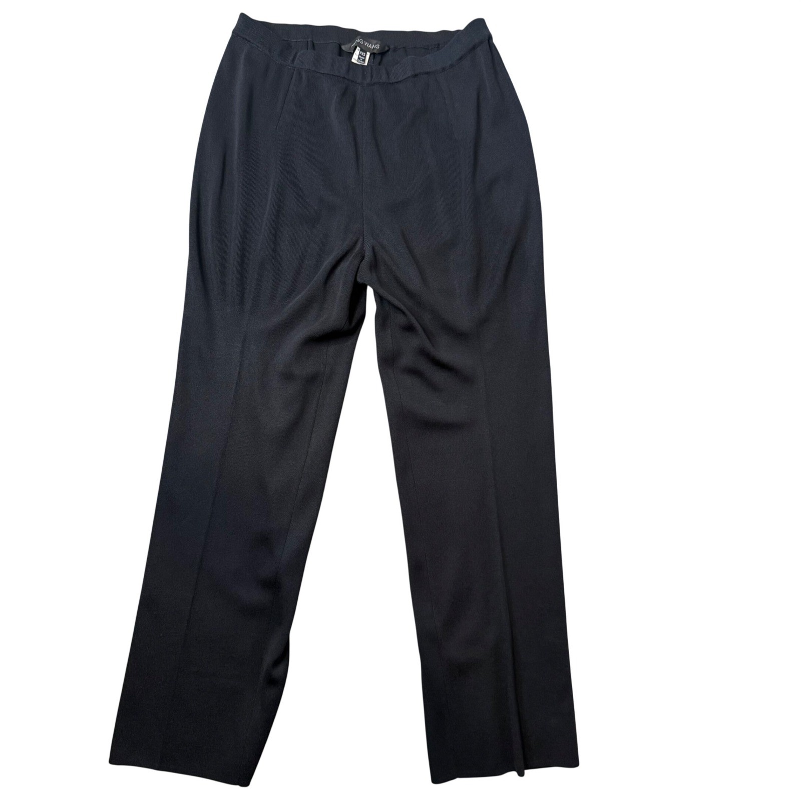 Ming Wang Black Knit Straight Leg Pull On Pants Petite XS Quiet Luxury Office