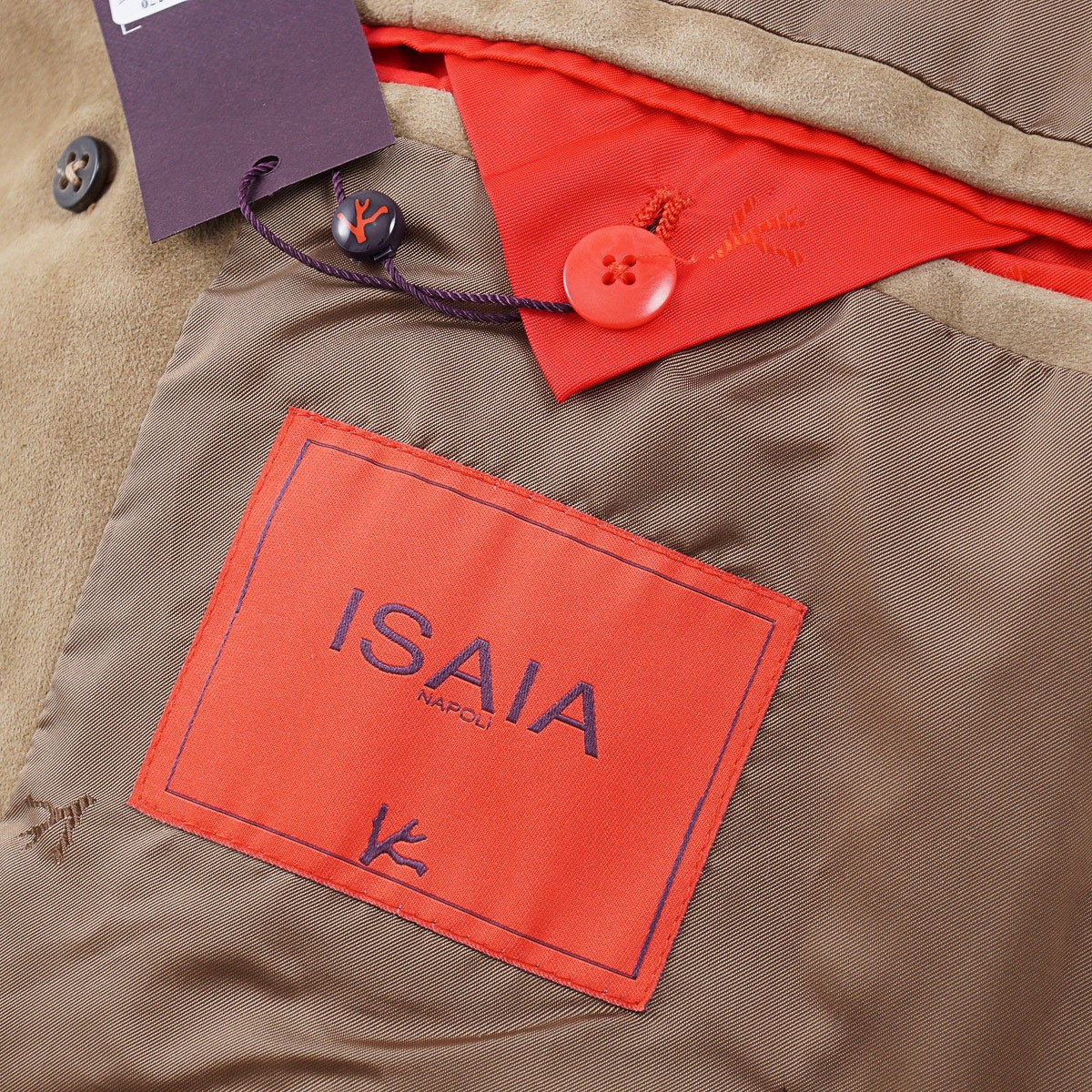 Isaia Napoli Soft Nappa Lambskin Suede Leather Coat with Belt S/M (Eu 48) NWT