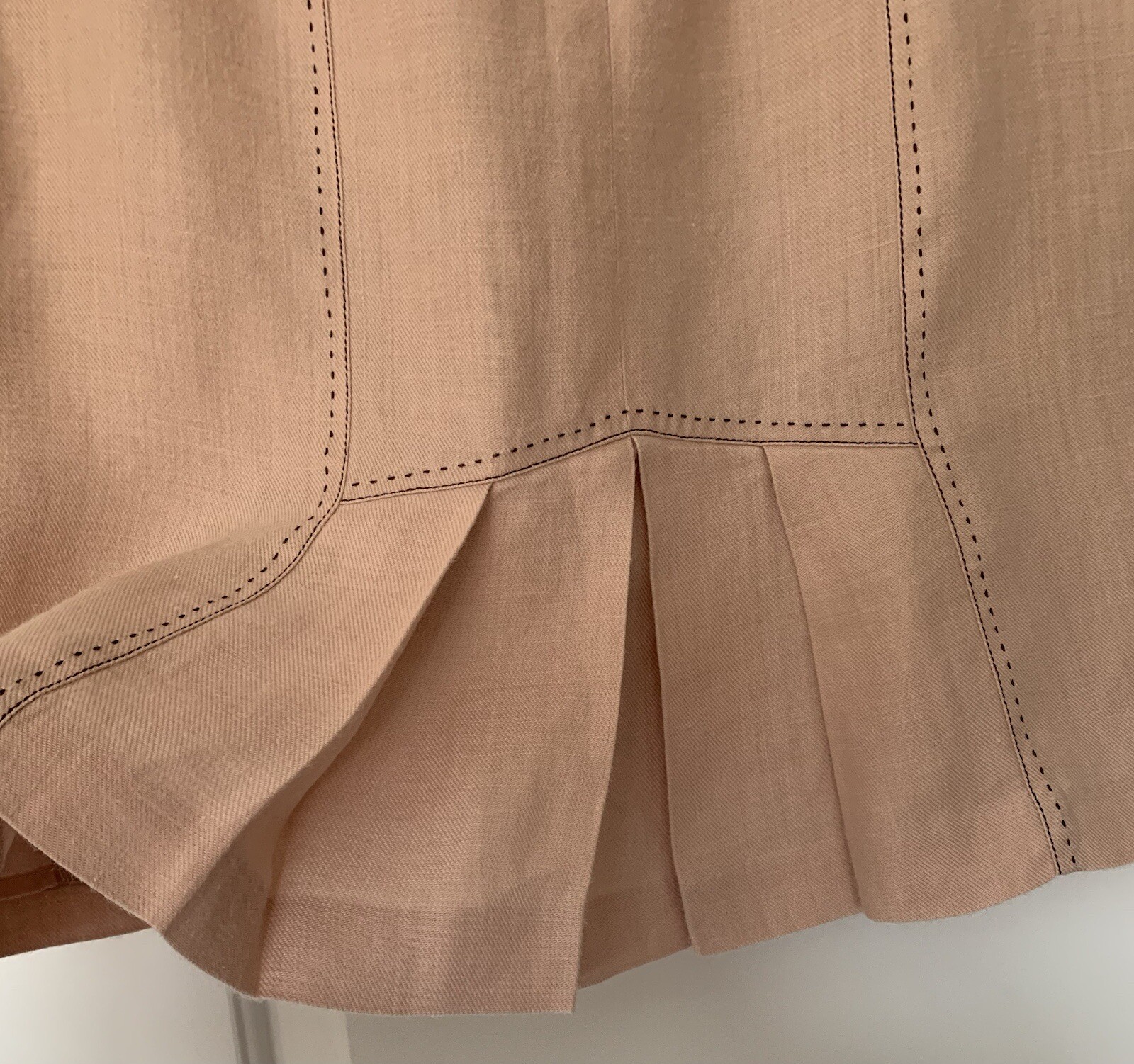 Next Tailoring 100% Ramie Skirt Size 14 Lined Pale Pink Pleated Smart Stylish
