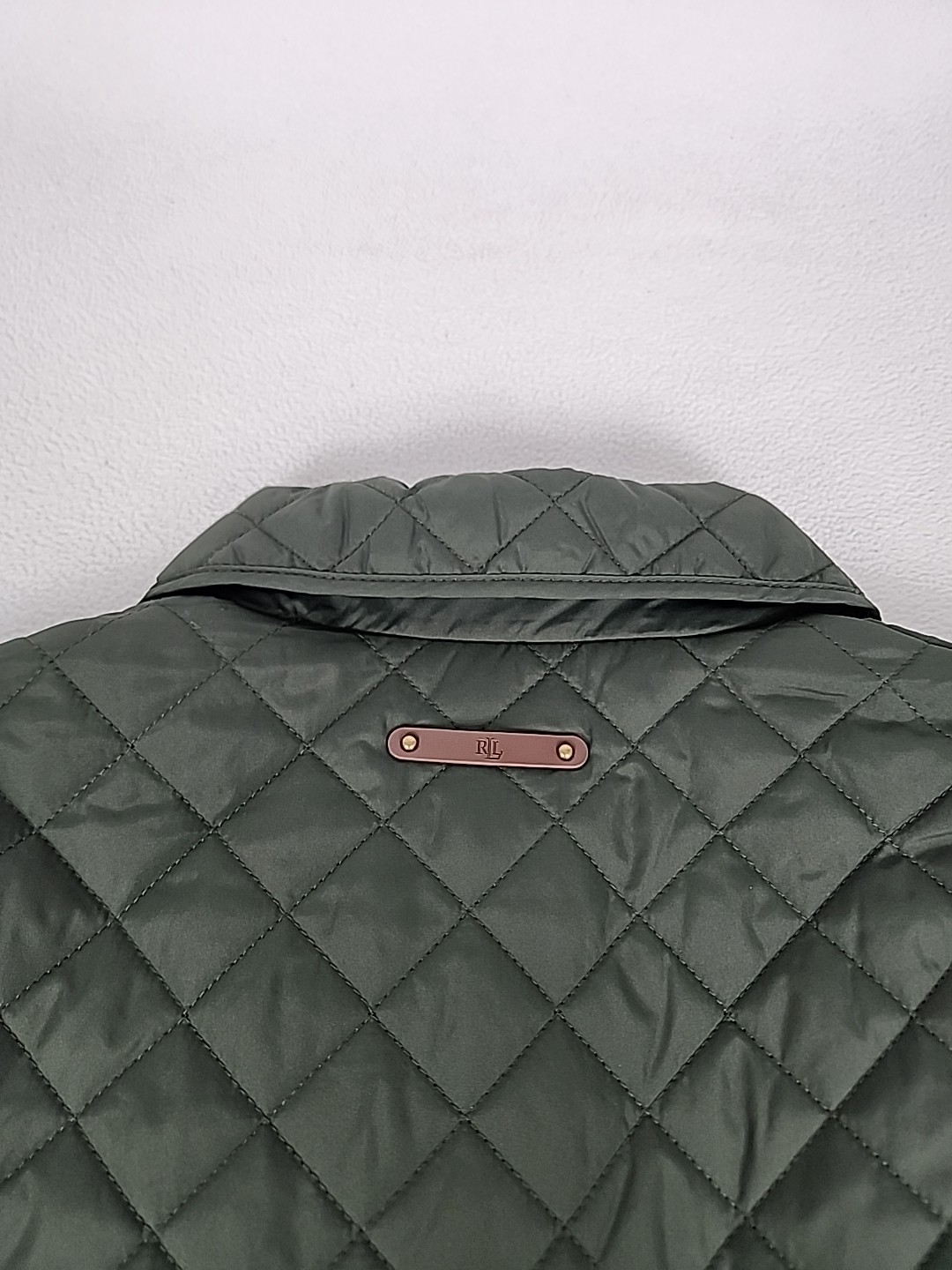 Lauren Ralph Lauren Diamond Quilted Button Up Mid Jacket Women’s Large Green
