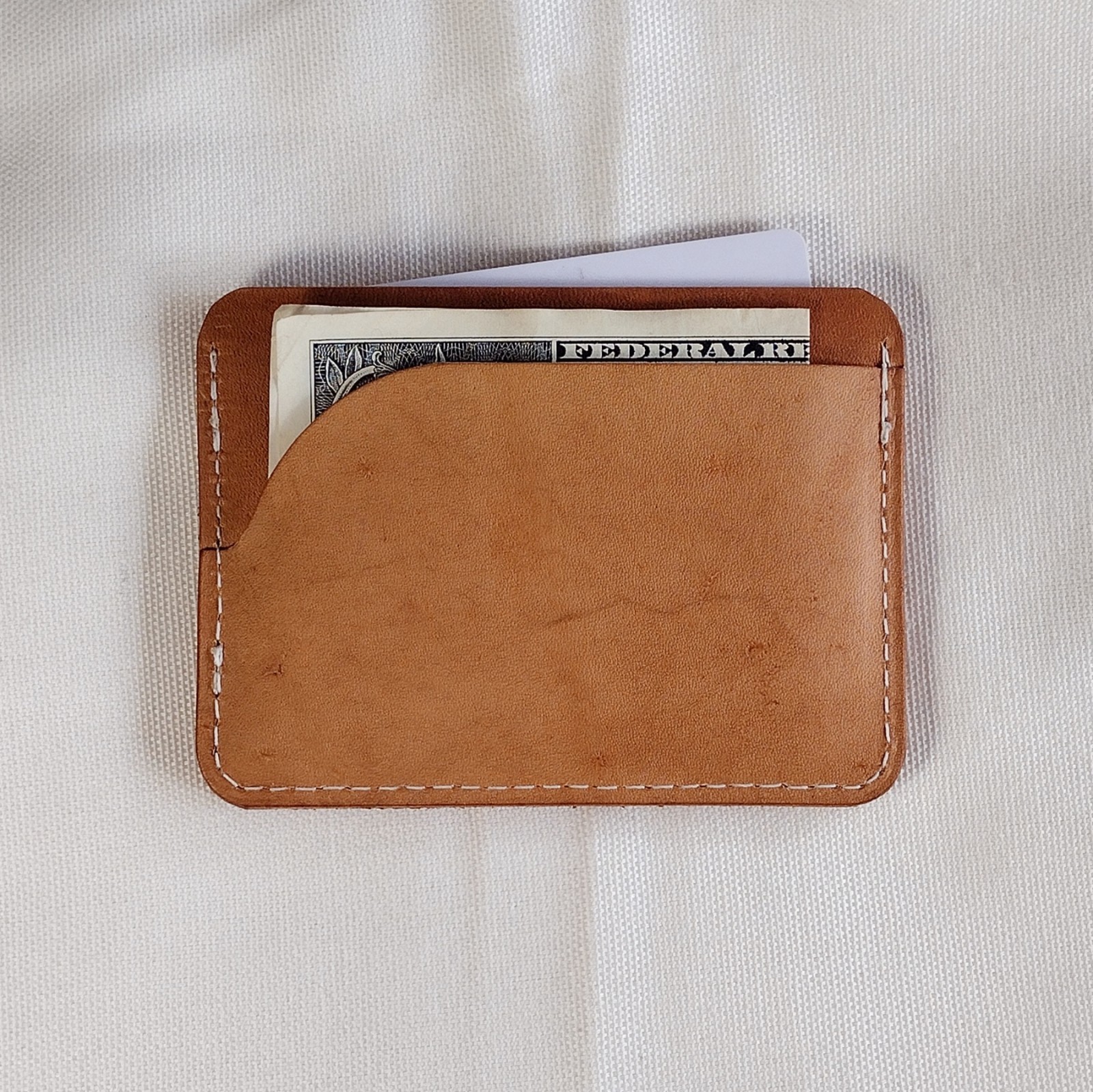 handmade 100% real leather card holder aged natural veg tan