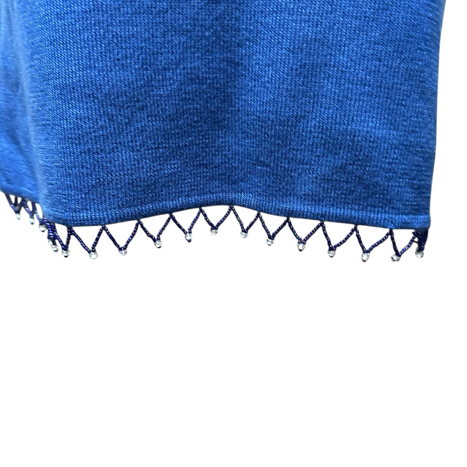 Requirements NWT Women’s Large Top Blue Sleeveless Beaded Fringe Shirt New