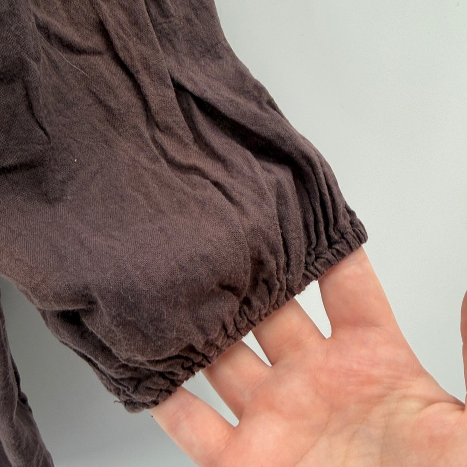 Bohemian Peasant Style Embroidered Top – Brown – Medium