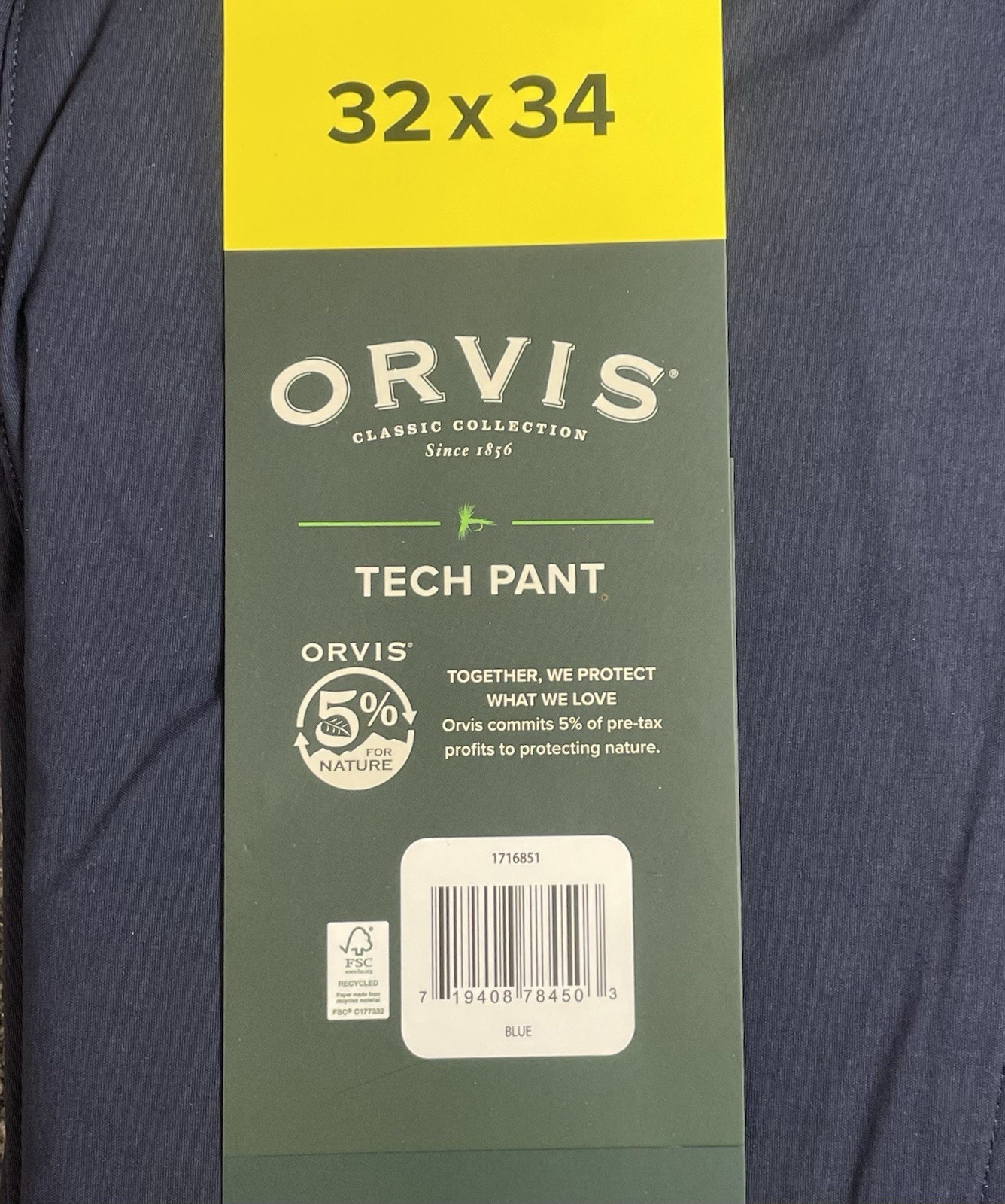 Orvis Men’s Lot of 2 Blue 32×34 Tech Pants 95% Nylon & 5% Spandex NWT