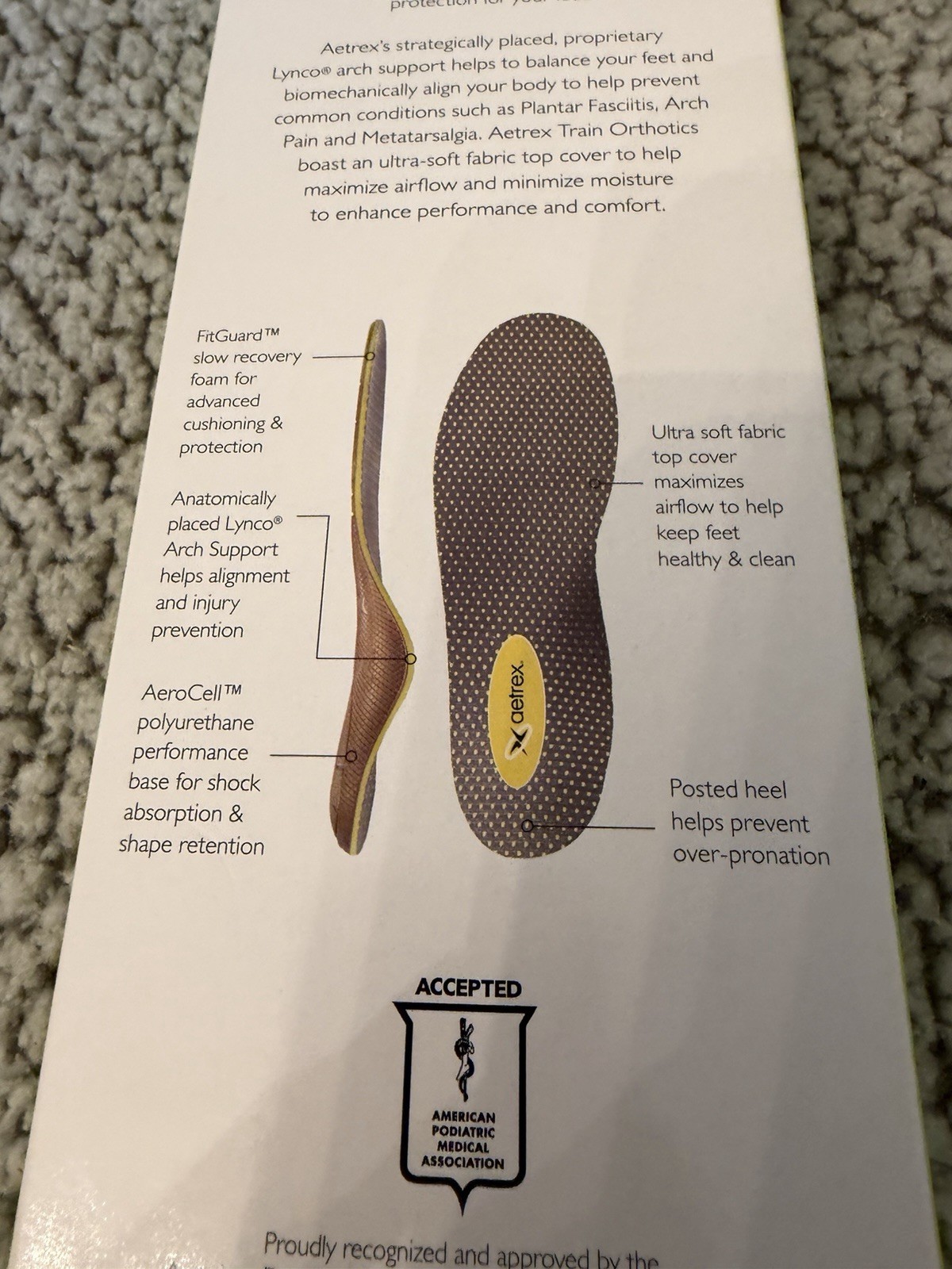 Aetrex L820 Train Orthotics Women’s Size 9 For Flat & Low Arches New Open Box