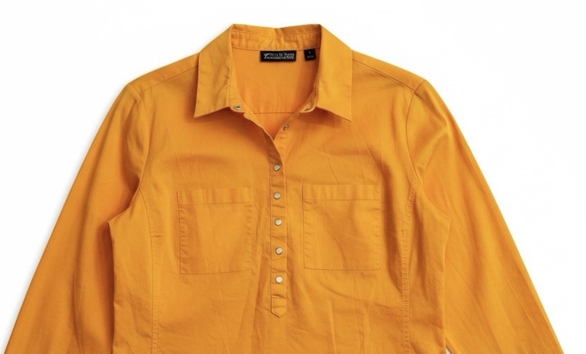 7th Avenue Design Studio snap-front Henley long sleeve popover blouse