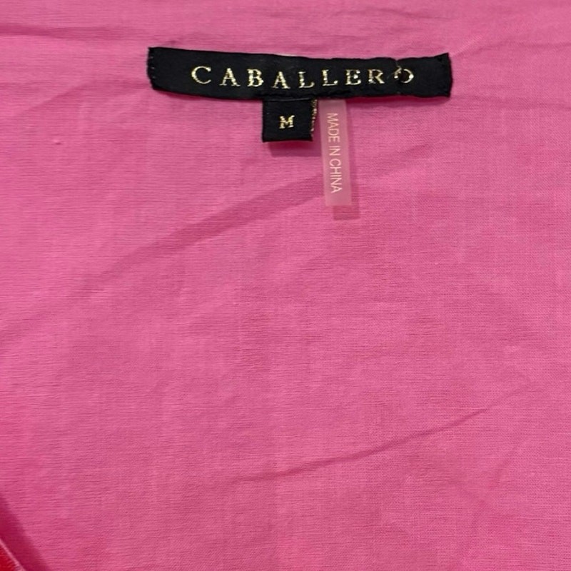 Caballero Pink Cheetah Ruffle Puff Top Blouse Size Medium