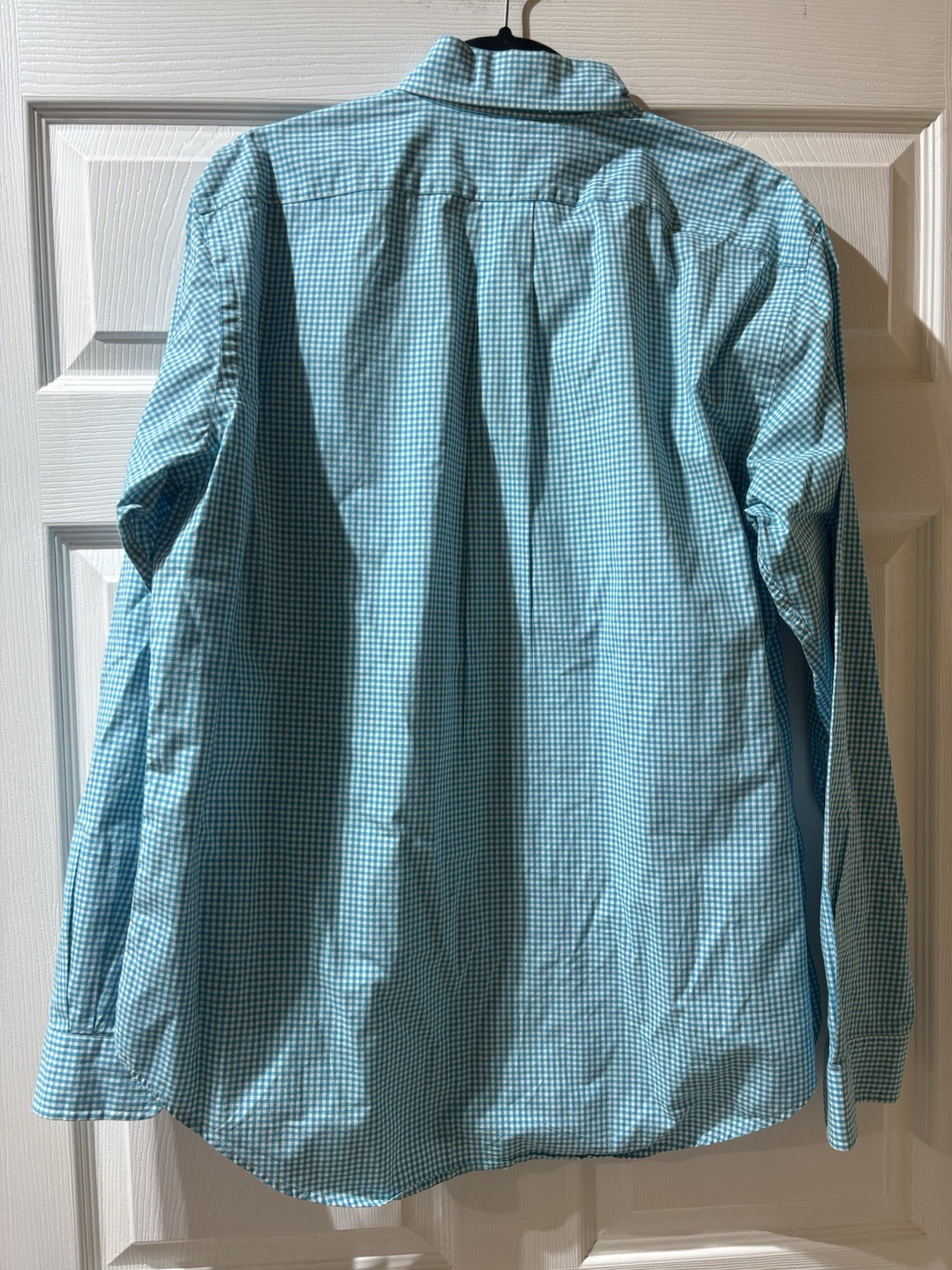 Men’s Lg Turquoise And White Check Button Down Shirt American Living