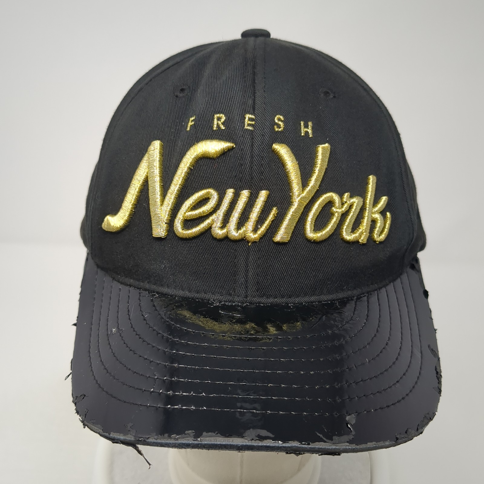 Fresh New York Snapback Hat Black One Size Embroidered Solid KB ETHOS