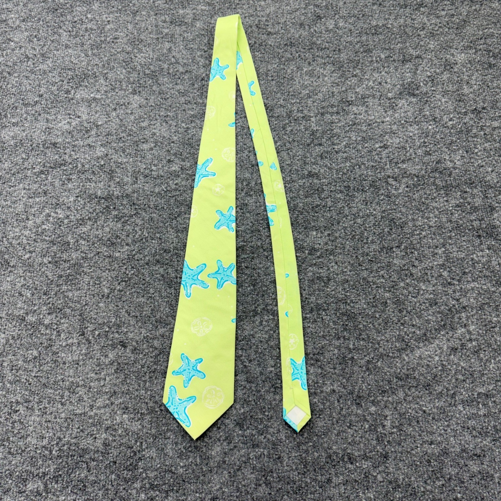 Lilly Pulitzer Men Starfish Sand Dollar Cotton Tie Lime Green Turquoise Nautical